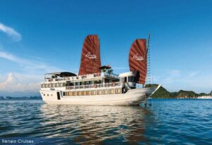 Ha Long Bay wooden boats, the beauty of the cultural heritage of the bay.
